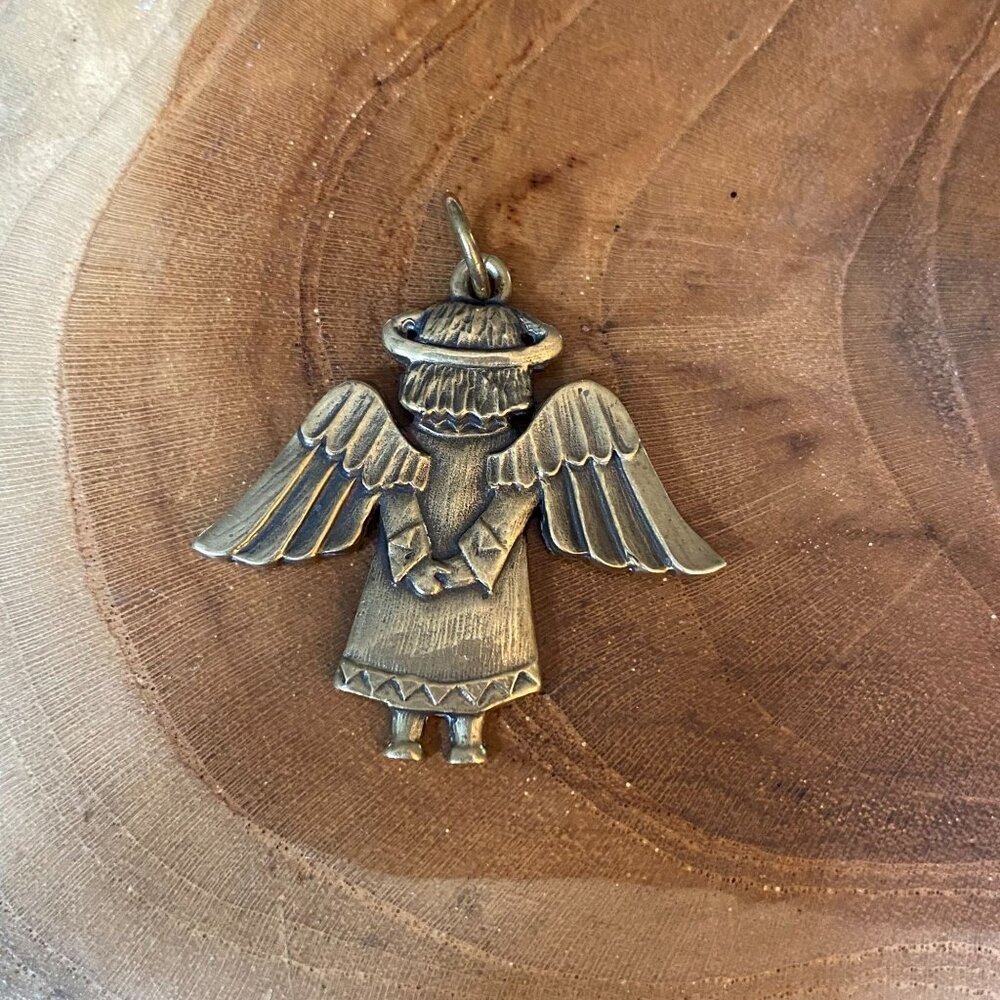 RETIRED Jeep Collins Cowgirl Angel Charm or Pendant, Brass